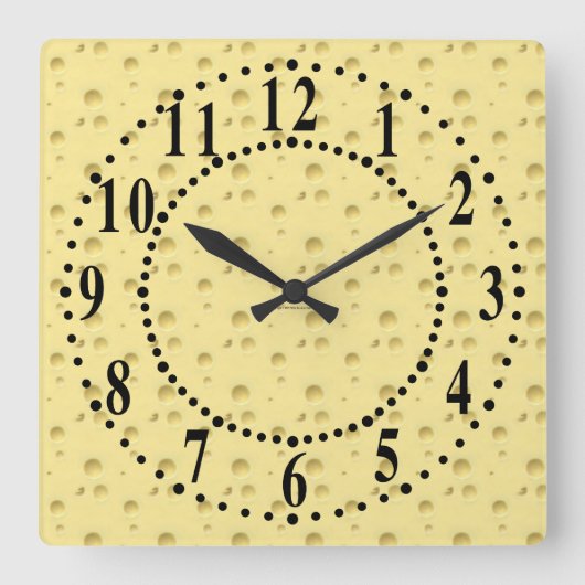 Horloge murale au look de fromage jaune clair (Recto)