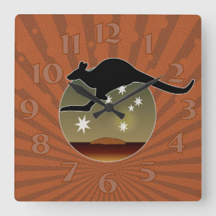 Horloge murale australienne d'icône de kangourou