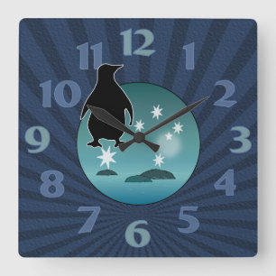 Horloge murale australienne d'icône de pingouin