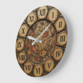 Horloge murale aux feuilles d'automne rustiques | (Angle)