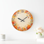 Horloge murale aux feuilles d'érable d'automne (Maison)