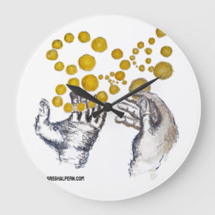 Horloge murale aux mains tendues avec des globes d