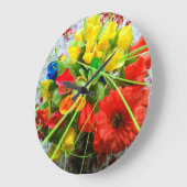 Horloge murale avec Arrière - plan de fleurs (Angle)