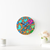 Horloge murale avec cœurs colorés (Maison)