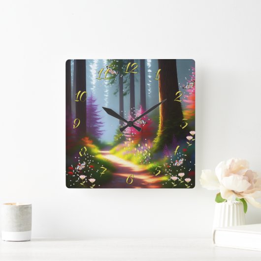 Horloge murale avec conception Forêt et Fleurs A1 (Maison)