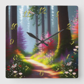 Horloge murale avec conception Forêt et Fleurs A1 (Recto)