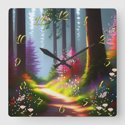 Horloge murale avec conception Forêt et Fleurs A1 (Recto)