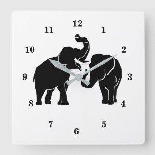 Horloge murale avec couple d'éléphants