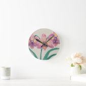 Horloge murale avec de belles orchidées de ma pein (Maison)