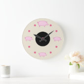 Horloge murale avec des cochons de ferme mignons (Maison)