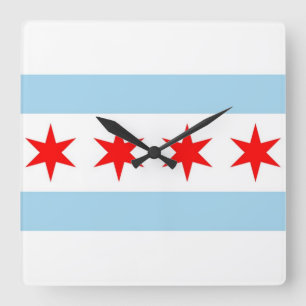 Horloge murale avec drapeau de Chicago, Illinois,