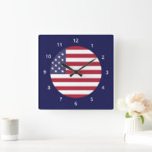 Horloge murale avec drapeau des États-Unis (Maison)