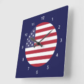Horloge murale avec drapeau des États-Unis (Angle)
