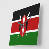 Horloge murale avec drapeau du Kenya (Angle)