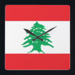 Horloge murale avec drapeau du Liban<br><div class="desc">Une magnifique horloge patriotique murale avec le drapeau du Liban. Ce produit est personnalisable.</div>