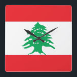 Horloge murale avec drapeau du Liban<br><div class="desc">Une magnifique horloge patriotique murale avec le drapeau du Liban. Ce produit est personnalisable.</div>