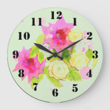 Horloge murale avec Fleurs aquarelles