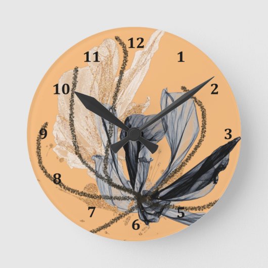 Horloge murale avec fleurs fluides (Recto)
