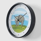 Horloge murale avec illustration d'un bébé éléphan (Angle)