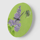 Horloge murale avec lilas et bourdon (Angle)