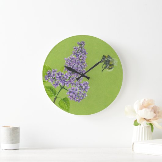 Horloge murale avec lilas et bourdon (Maison)
