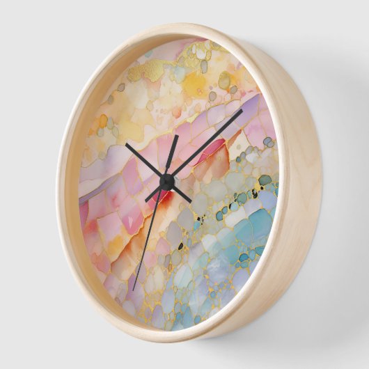 Horloge murale avec motif abstrait. Couleurs paste (Angle)