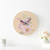 Horloge murale avec papillon et fleurs roses (Maison)