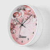 Horloge murale avec Rose rose et Fils Design (Angle)
