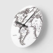 Horloge murale - B/W World Map USA Afrique Europe (Angle)