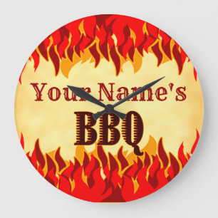 Horloge murale BBQ à braises personnalisée avec fl