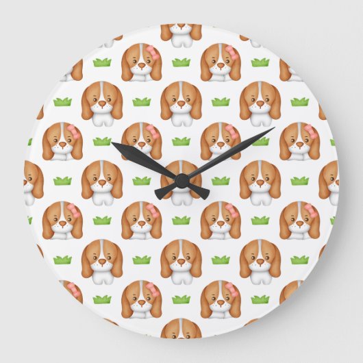 Horloge murale Beagle aquarelle mignonne (Recto)