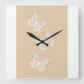 Horloge murale beige Papillon Blanc Élégant (Recto)