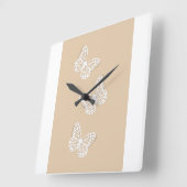 Horloge murale beige Papillon Blanc Élégant (Angle)