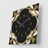 Horloge murale Black Gold Blanc Floral (Angle)