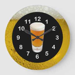 Horloge murale Black Gold Le temps est la bière O'