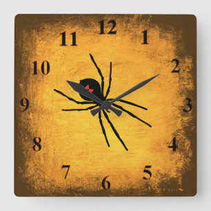 Horloge murale Black Widow en or en détresse