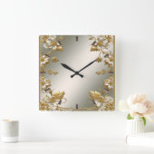 Horloge murale blanche en or orné (Maison)