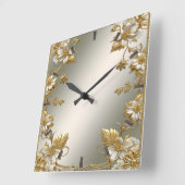 Horloge murale blanche en or orné (Angle)