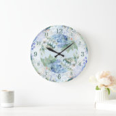 Horloge murale bleu Hydrangea et florale (Maison)