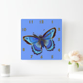 Horloge murale bleu papillon (Maison)