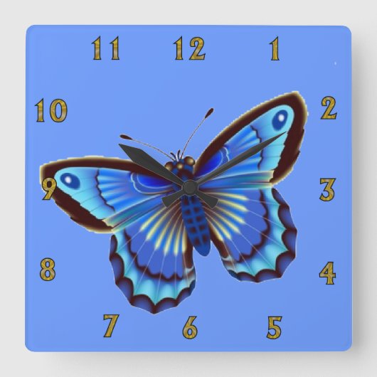 Horloge murale bleu papillon (Recto)