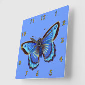 Horloge murale bleu papillon (Angle)