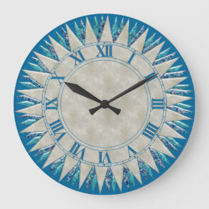 Horloge murale bleue argentée de Sun