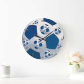 Horloge murale bleue de ballon de football de (Maison)