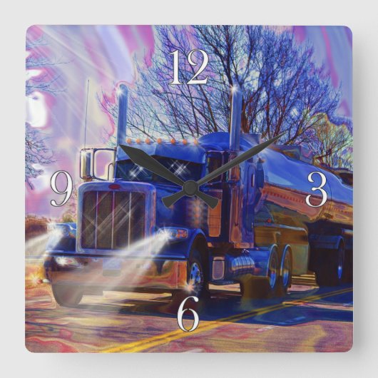 Horloge murale bleue de camion-citerne aspirateur (Recto)