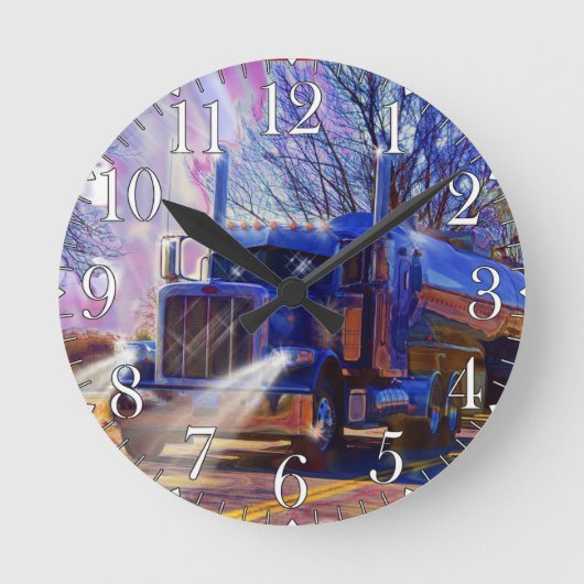 Horloge murale bleue de camion-citerne aspirateur (Recto)