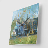 Horloge murale bleue de camion de fret (Angle)