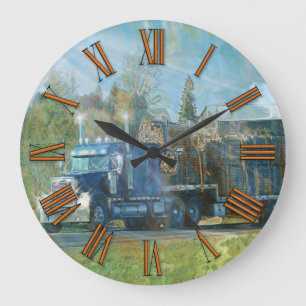 Horloge murale bleue de camion de fret