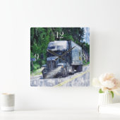 Horloge murale bleue de camion de transport lourd (Maison)