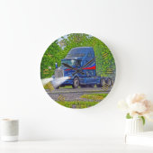 Horloge murale bleue de camion de transport lourd (Maison)
